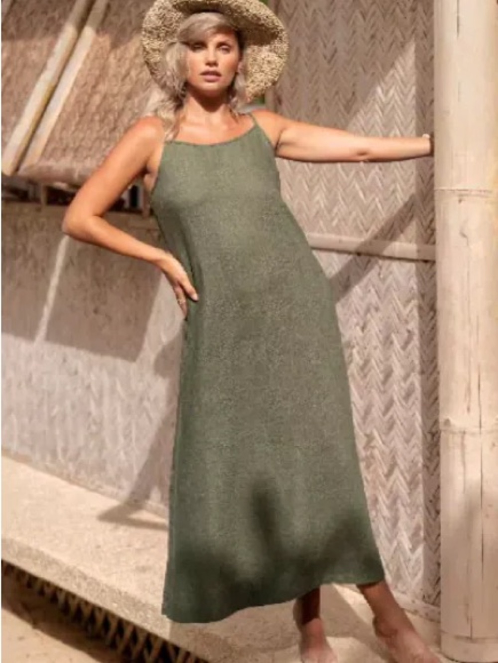Women’s Olive Green Maxi Slip Dress